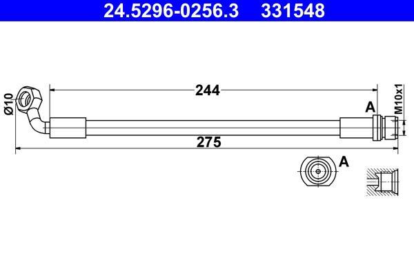 Flexible de frein (Durite de frein) ATE ref. 24.5296-0256.3
