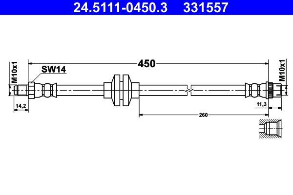 Flexible de frein (Durite de frein) ATE ref. 24.5111-0450.3
