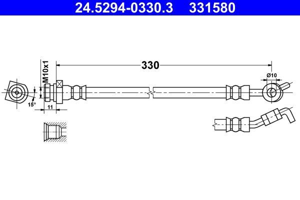 Flexible de frein (Durite de frein) ATE ref. 24.5294-0330.3