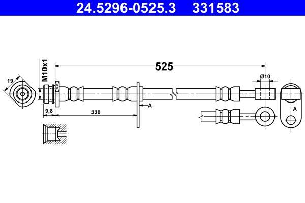 Flexible de frein (Durite de frein) ATE ref. 24.5296-0525.3