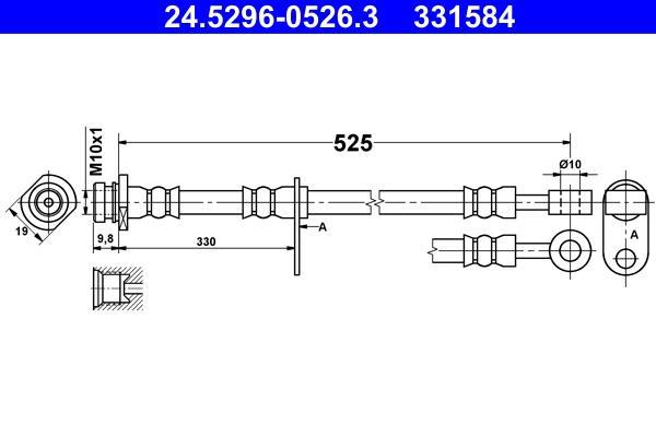 Flexible de frein (Durite de frein) ATE ref. 24.5296-0526.3