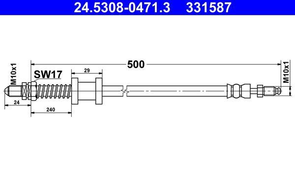Flexible de frein (Durite de frein) ATE 24.5308-0471.3