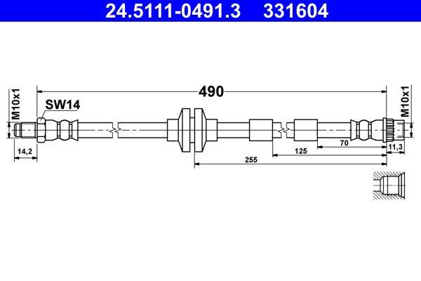 Flexible de frein (Durite de frein) ATE 24.5111-0491.3