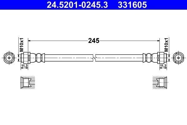Flexible de frein (Durite de frein) ATE ref. 24.5201-0245.3