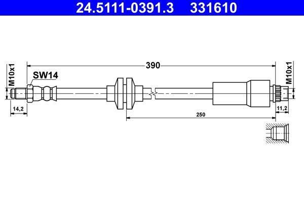 Flexible de frein (Durite de frein) ATE ref. 24.5111-0391.3
