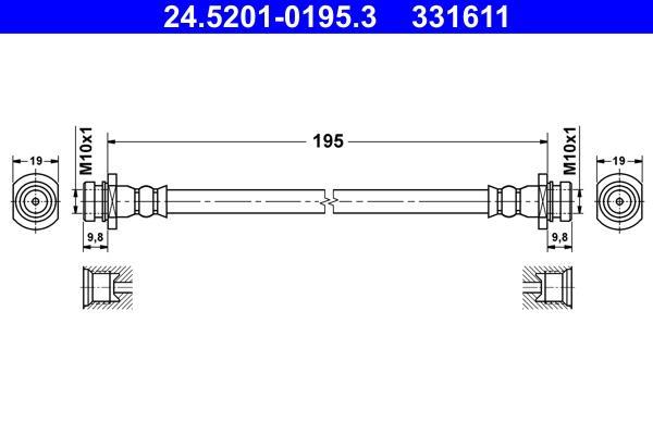 Flexible de frein (Durite de frein) ATE ref. 24.5201-0195.3