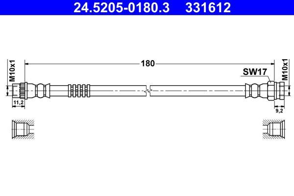 Flexible de frein (Durite de frein) ATE ref. 24.5205-0180.3