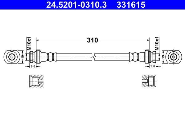 Flexible de frein (Durite de frein) ATE ref. 24.5201-0310.3