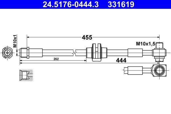 Flexible de frein (Durite de frein) ATE 24.5176-0444.3