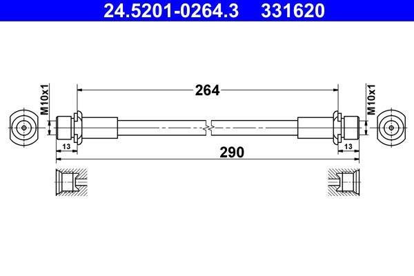 Flexible de frein (Durite de frein) ATE ref. 24.5201-0264.3
