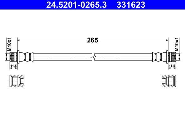 Flexible de frein (Durite de frein) ATE ref. 24.5201-0265.3