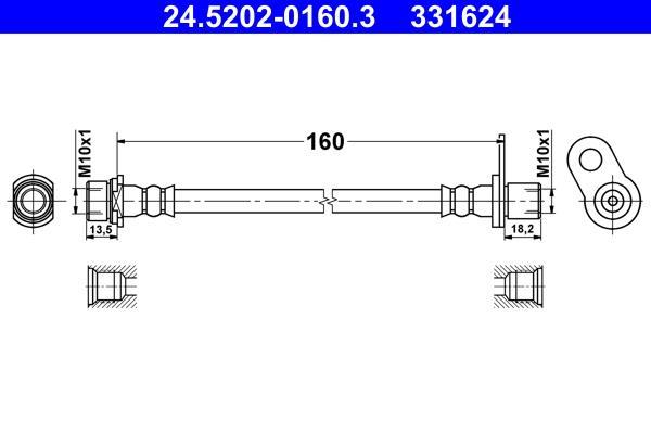 Flexible de frein (Durite de frein) ATE ref. 24.5202-0160.3