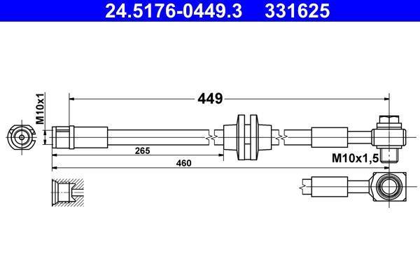 Flexible de frein (Durite de frein) ATE 24.5176-0449.3