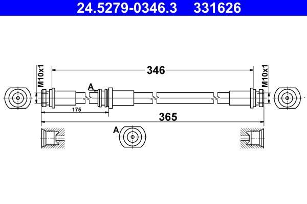 Flexible de frein (Durite de frein) ATE ref. 24.5279-0346.3