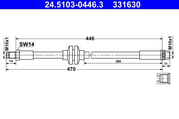 Flexible de frein (Durite de frein) ATE ref. 24.5103-0446.3