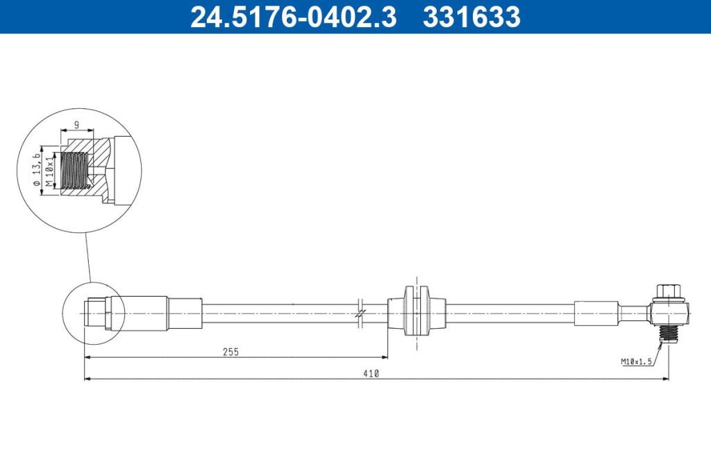Flexible de frein (Durite de frein) ATE ref. 24.5176-0402.3