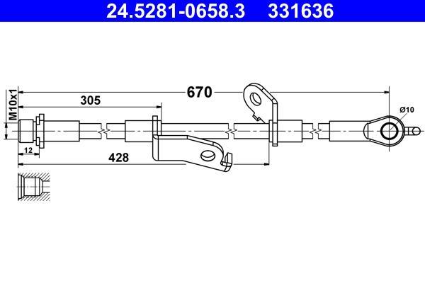 Flexible de frein (Durite de frein) ATE 24.5281-0658.3