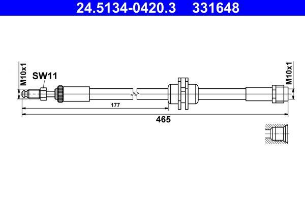Flexible de frein (Durite de frein) ATE ref. 24.5134-0420.3