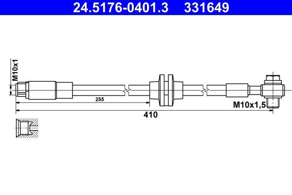 Flexible de frein (Durite de frein) ATE ref. 24.5176-0401.3