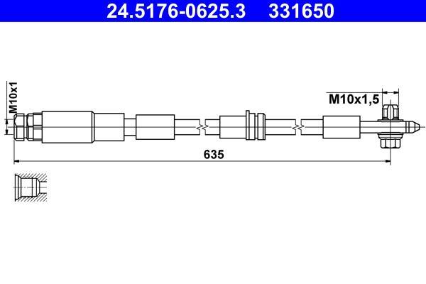 Flexible de frein (Durite de frein) ATE ref. 24.5176-0625.3