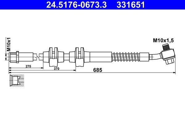 Flexible de frein (Durite de frein) ATE 24.5176-0673.3
