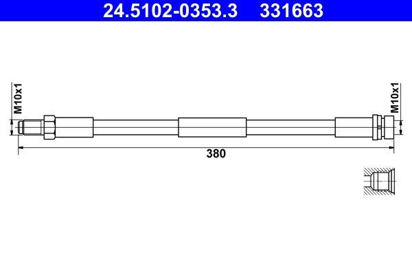 Flexible de frein (Durite de frein) ATE 24.5102-0353.3