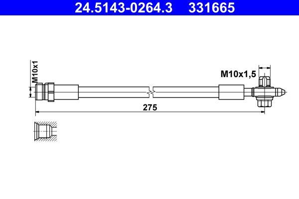 Flexible de frein (Durite de frein) ATE ref. 24.5143-0264.3