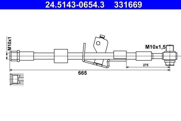 Flexible de frein (Durite de frein) ATE ref. 24.5143-0654.3