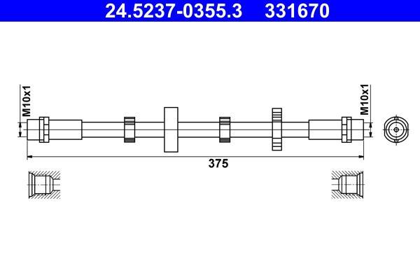 Flexible de frein (Durite de frein) ATE ref. 24.5237-0355.3