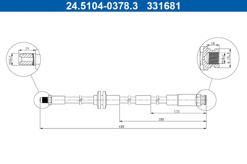 Flexible de frein (Durite de frein) ATE ref. 24.5104-0378.3