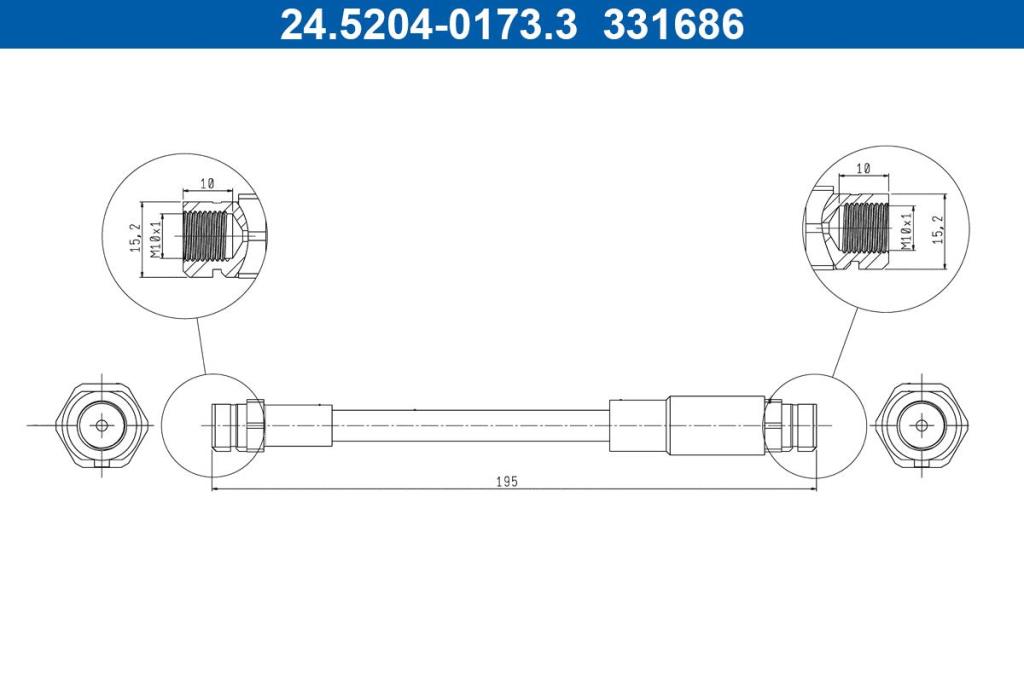 Flexible de frein (Durite de frein) ATE ref. 24.5204-0173.3
