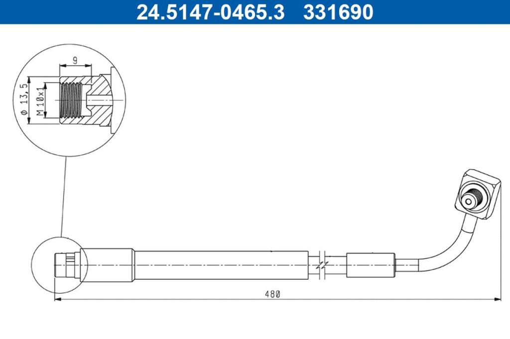 Flexible de frein (Durite de frein) ATE ref. 24.5147-0465.3