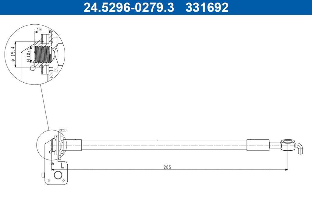Flexible de frein (Durite de frein) ATE ref. 24.5296-0279.3
