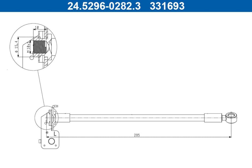 Flexible de frein (Durite de frein) ATE ref. 24.5296-0282.3