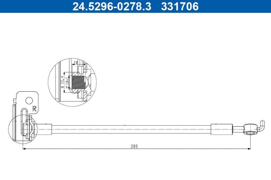 Flexible de frein (Durite de frein) ATE ref. 24.5296-0278.3