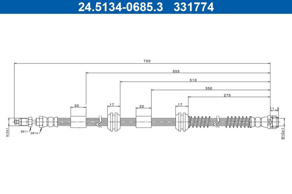 Flexible de frein (Durite de frein) ATE ref. 24.5134-0685.3