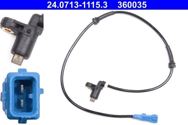Capteur ABS (Capteur de vitesse de roue) ATE ref. 24.0713-1115.3