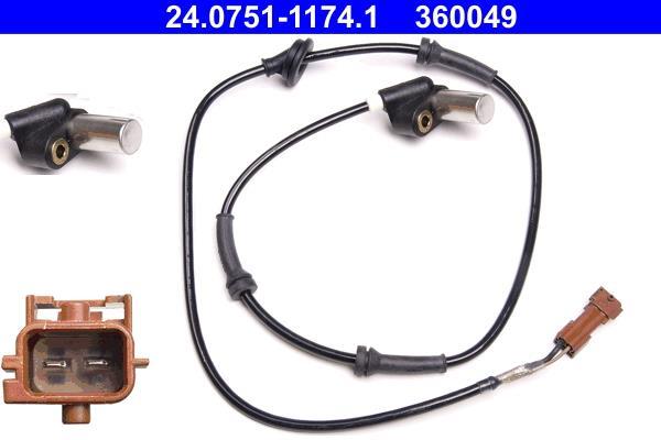 Capteur ABS (Capteur de vitesse de roue) ATE ref. 24.0751-1174.1