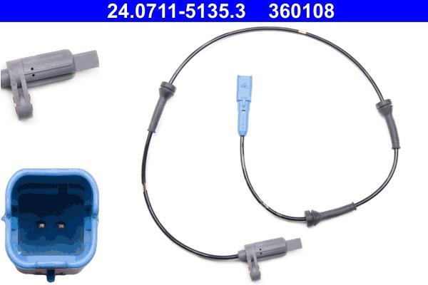 Capteur ABS (Capteur de vitesse de roue) ATE ref. 24.0711-5135.3