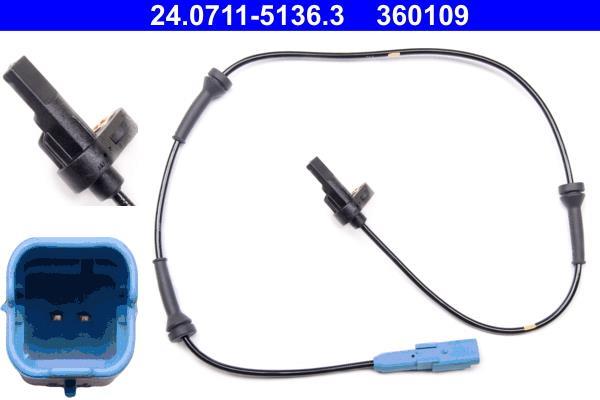 Capteur ABS (Capteur de vitesse de roue) ATE ref. 24.0711-5136.3