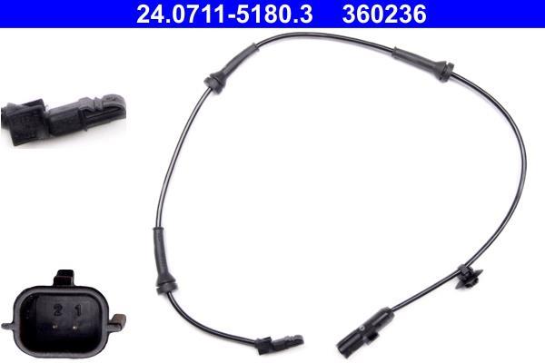Capteur ABS (Capteur de vitesse de roue) ATE ref. 24.0711-5180.3
