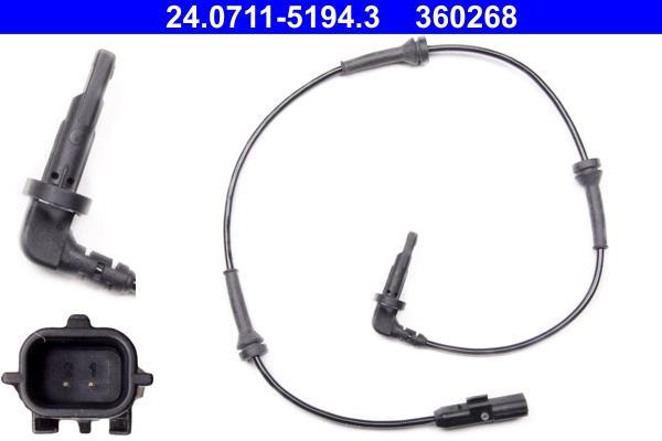 Capteur ABS (Capteur de vitesse de roue) ATE ref. 24.0711-5194.3