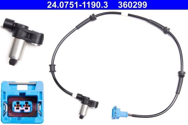 Capteur ABS (Capteur de vitesse de roue) ATE ref. 24.0751-1190.3