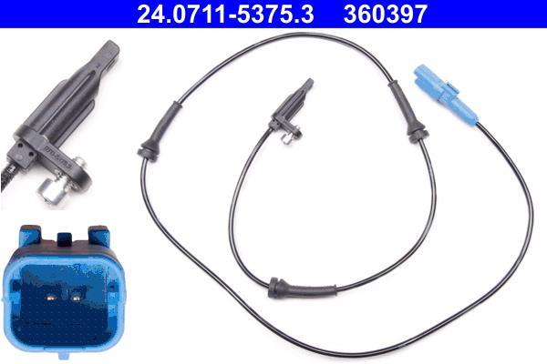 Capteur ABS (Capteur de vitesse de roue) ATE ref. 24.0711-5375.3
