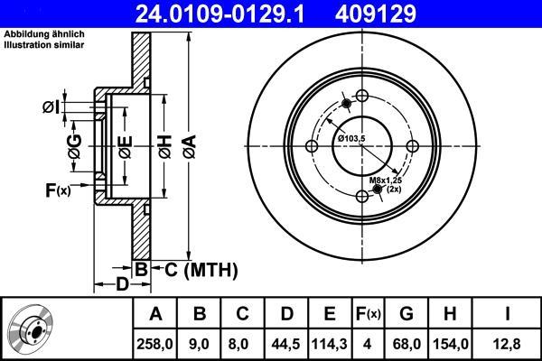 Disques de frein ATE ref. 24.0109-0129.1