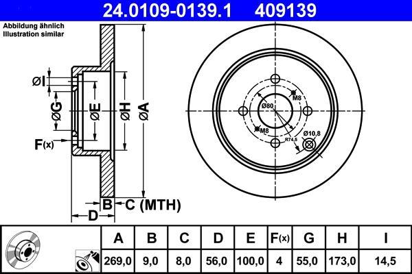 Disques de frein ATE ref. 24.0109-0139.1