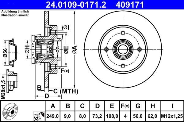 Disques de frein ATE ref. 24.0109-0171.2