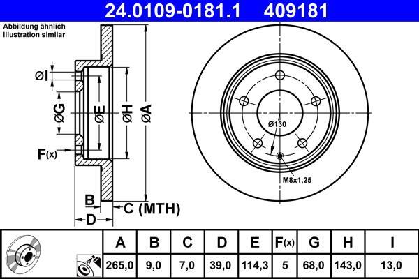 Disques de frein ATE ref. 24.0109-0181.1