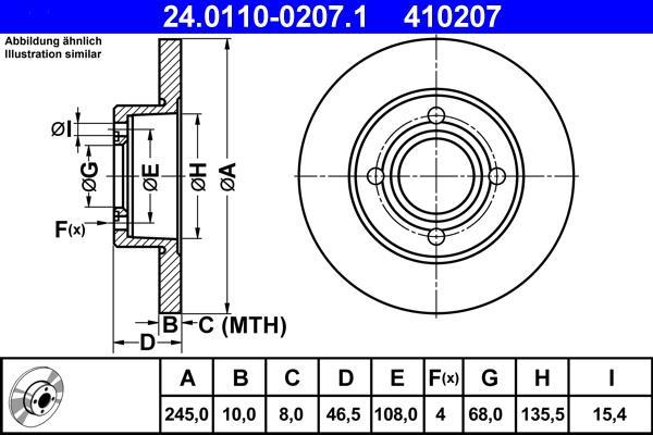 Disques de frein ATE ref. 24.0110-0207.1