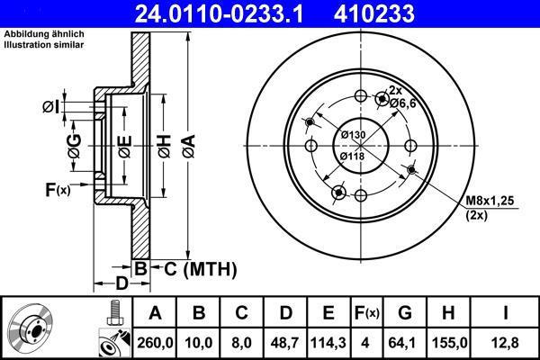 Disques de frein ATE ref. 24.0110-0233.1